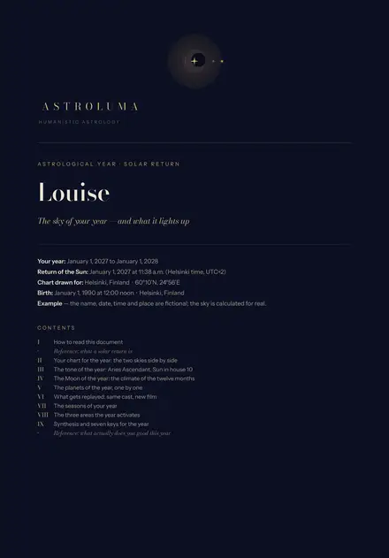 Cover of a sample reading: Astrological Year